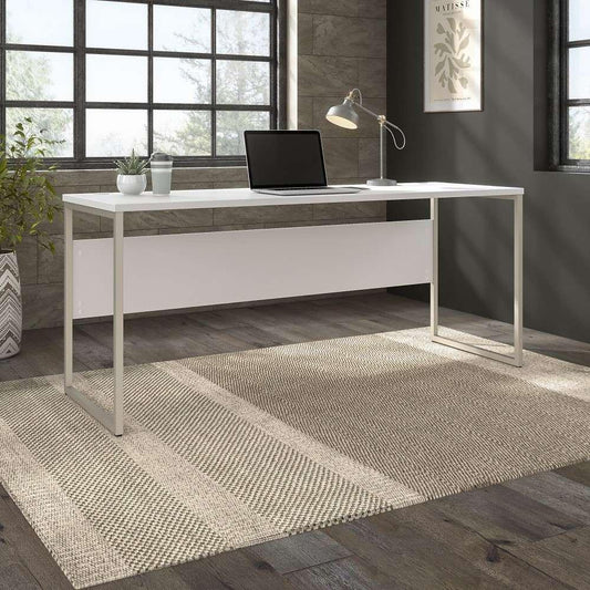 Bush Furniture - Hybrid 72W x 24D Computer Table Desk with Metal Legs in White - HYD272WH veiw 1