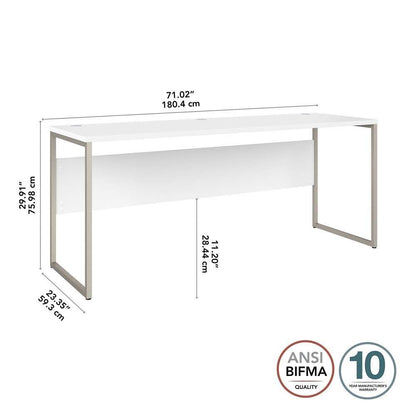 Bush Furniture - Hybrid 72W x 24D Computer Table Desk with Metal Legs in White - HYD272WH veiw 6