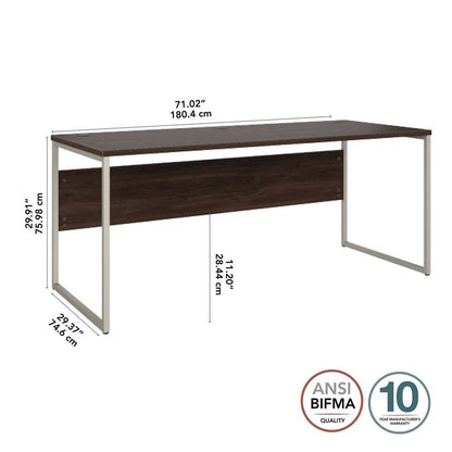 Bush Furniture - Hybrid 72W x 30D Computer Table Desk with Metal Legs in Black Walnut - HYD373BW veiw 6