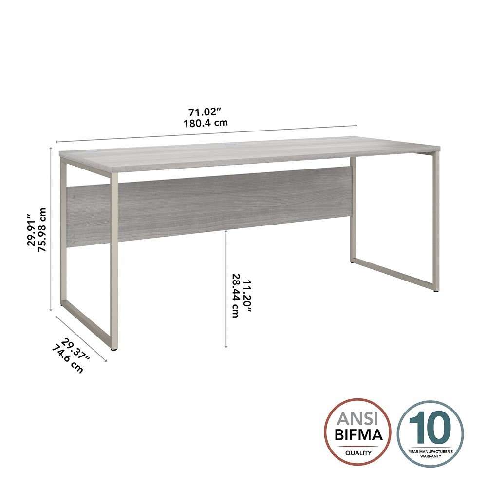 Bush Furniture - Hybrid 72W x 30D Computer Table Desk with Metal Legs in Platinum Gray - HYD373PG veiw 6