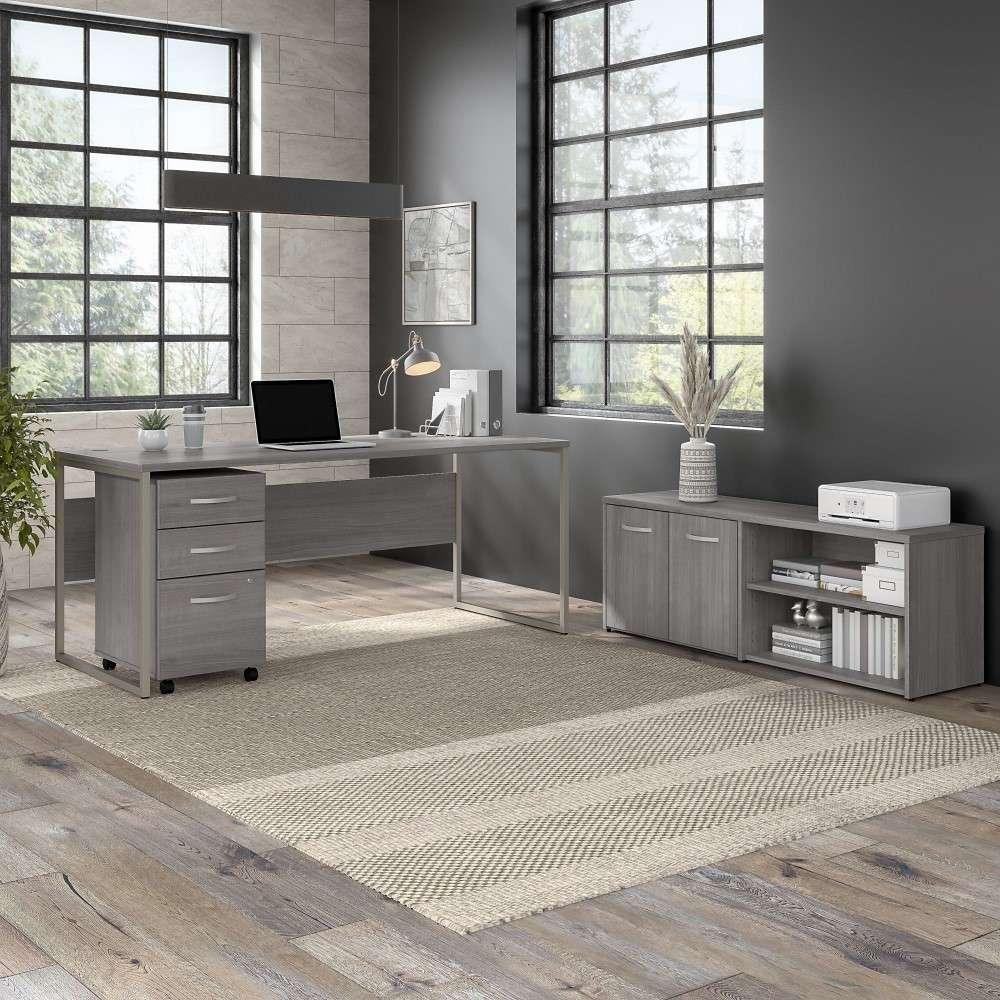 Bush Furniture - Hybrid 72W x 30D Computer Table Desk with Metal Legs in Platinum Gray - HYD373PG veiw 8