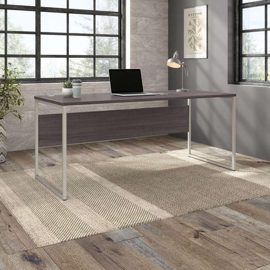 Bush Furniture - Hybrid 72W x 30D Computer Table Desk with Metal Legs in Storm Gray - HYD373SG veiw 1