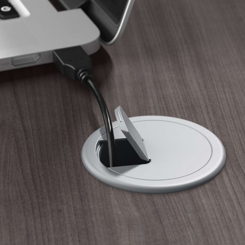 Bush Furniture - Hybrid 72W x 30D Computer Table Desk with Metal Legs in Storm Gray - HYD373SG veiw 4