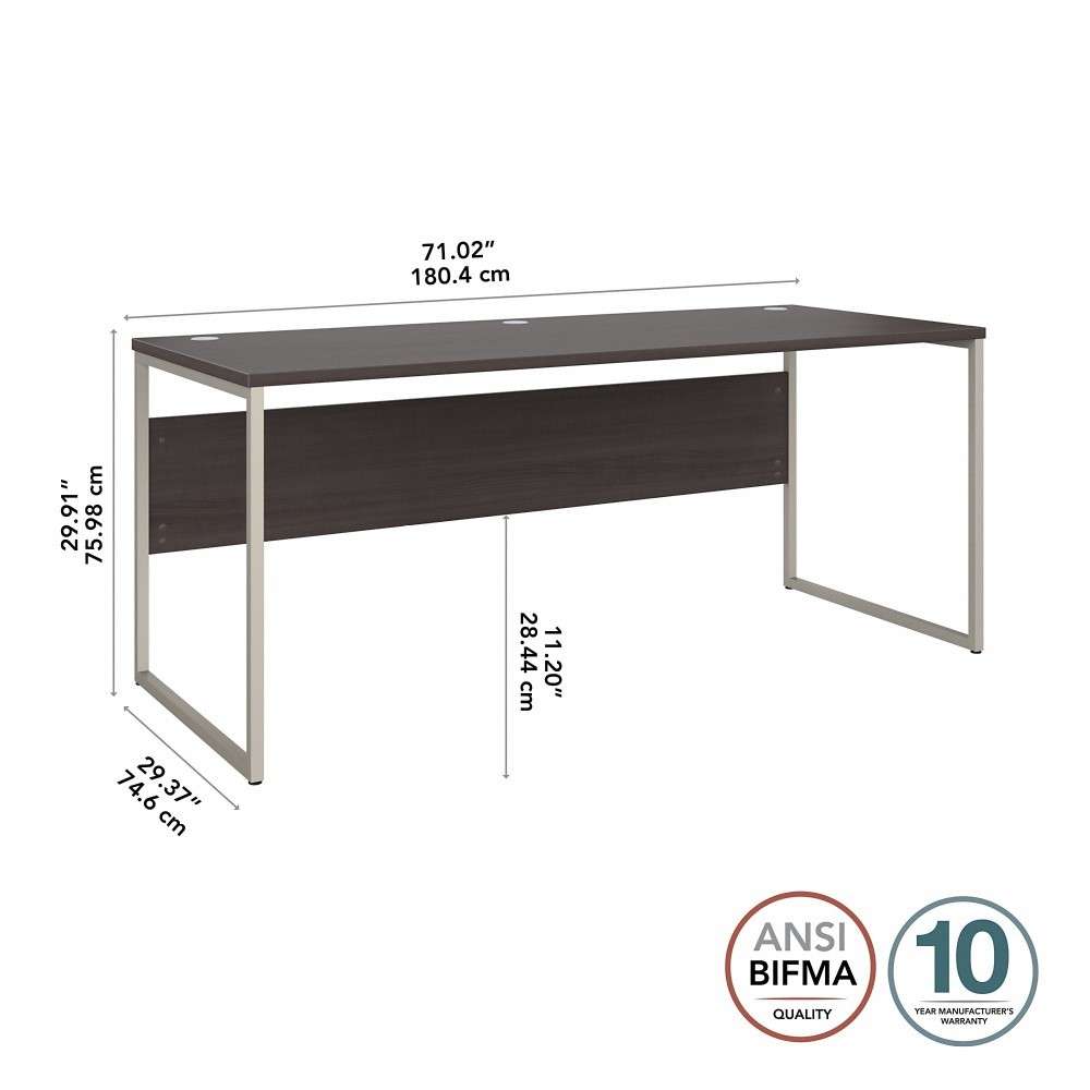 Bush Furniture - Hybrid 72W x 30D Computer Table Desk with Metal Legs in Storm Gray - HYD373SG veiw 6