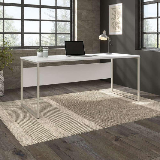 Bush Furniture - Hybrid 72W x 30D Computer Table Desk with Metal Legs in White - HYD373WH veiw 1