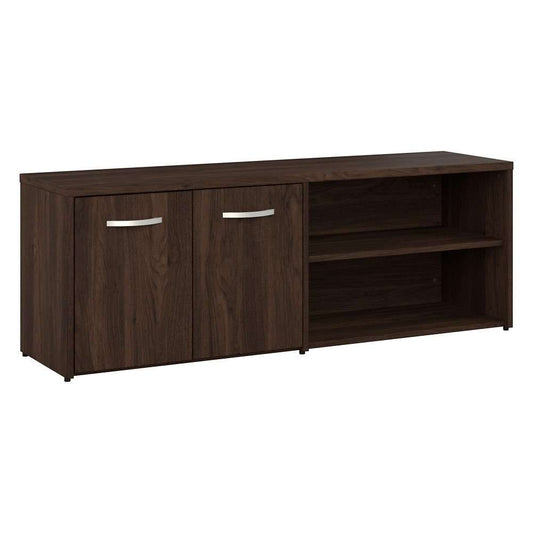 Bush Furniture - Hybrid Low Storage Cabinet with Doors and Shelves in Black Walnut - HYS160BW-Z veiw 2