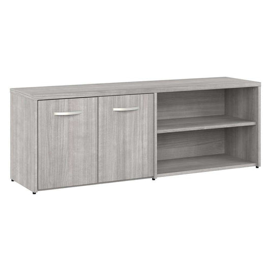 Bush Furniture - Hybrid Low Storage Cabinet with Doors and Shelves in Platinum Gray - HYS160PG-Z veiw 2