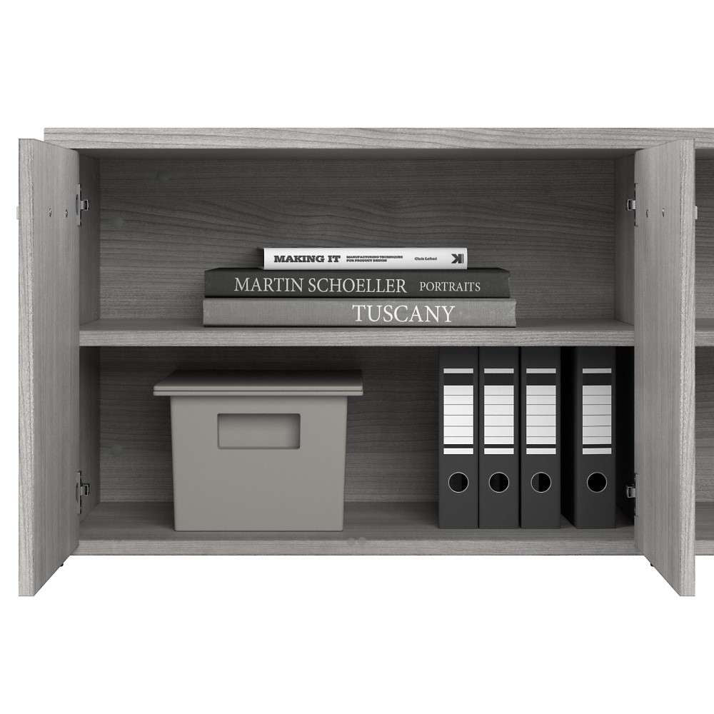 Bush Furniture - Hybrid Low Storage Cabinet with Doors and Shelves in Platinum Gray - HYS160PG-Z veiw 5