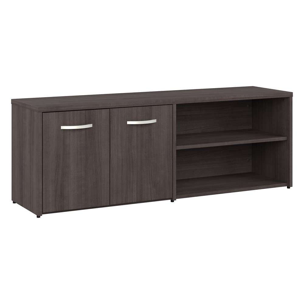 Bush Furniture - Hybrid Low Storage Cabinet with Doors and Shelves in Storm Gray - HYS160SG-Z veiw 2