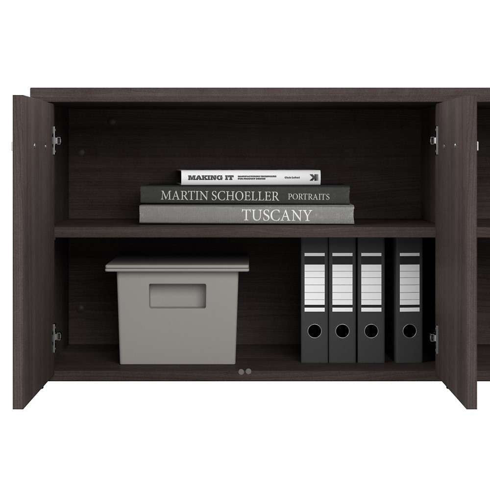 Bush Furniture - Hybrid Low Storage Cabinet with Doors and Shelves in Storm Gray - HYS160SG-Z veiw 5