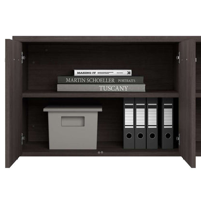 Bush Furniture - Hybrid Low Storage Cabinet with Doors and Shelves in Storm Gray - HYS160SG-Z veiw 5
