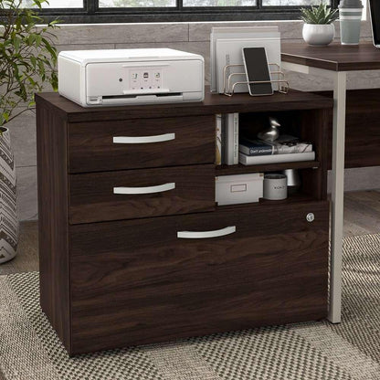 Bush Furniture - Hybrid Office Storage Cabinet with Drawers and Shelves in Black Walnut - HYF130BWSU-Z veiw 1