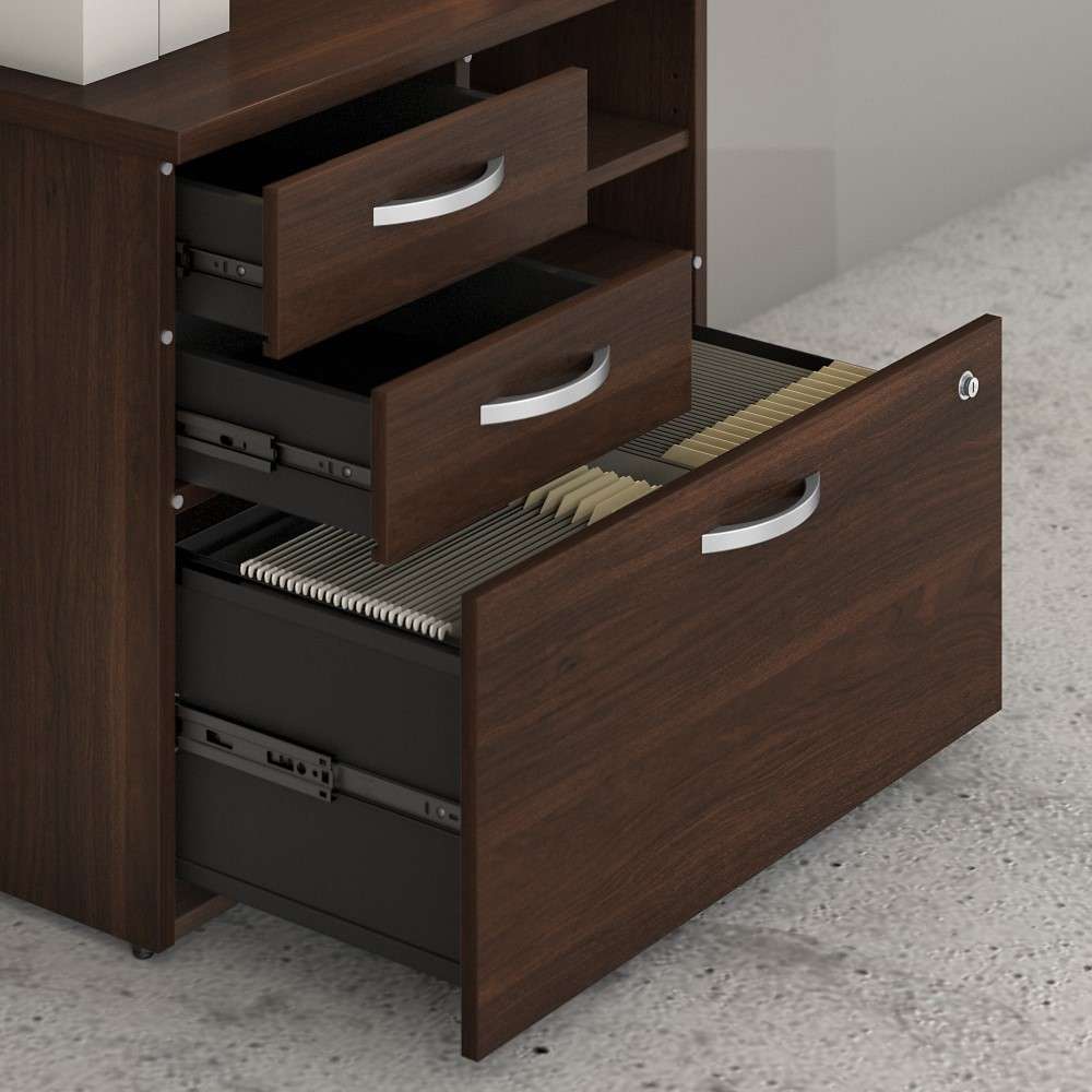 Bush Furniture - Hybrid Office Storage Cabinet with Drawers and Shelves in Black Walnut - HYF130BWSU-Z veiw 5