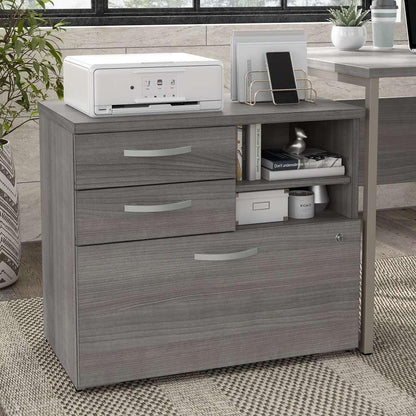 Bush Furniture - Hybrid Office Storage Cabinet with Drawers and Shelves in Platinum Gray - HYF130PGSU-Z veiw 1
