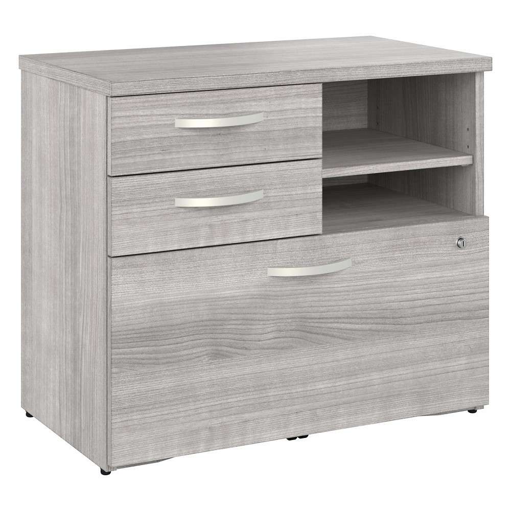 Bush Furniture - Hybrid Office Storage Cabinet with Drawers and Shelves in Platinum Gray - HYF130PGSU-Z veiw 2