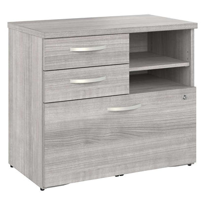 Bush Furniture - Hybrid Office Storage Cabinet with Drawers and Shelves in Platinum Gray - HYF130PGSU-Z veiw 2