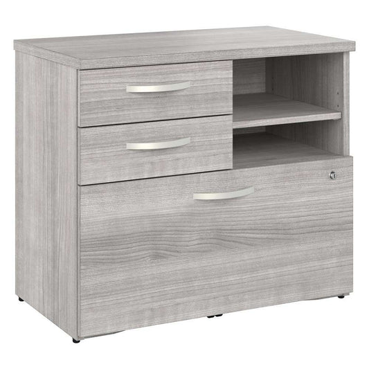 Bush Furniture - Hybrid Office Storage Cabinet with Drawers and Shelves in Platinum Gray - HYF130PGSU-Z veiw 2