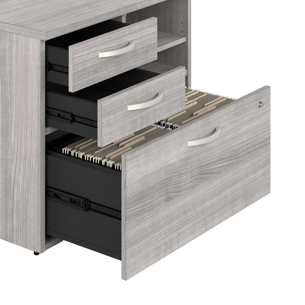 Bush Furniture - Hybrid Office Storage Cabinet with Drawers and Shelves in Platinum Gray - HYF130PGSU-Z veiw 5