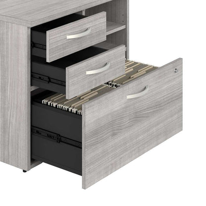 Bush Furniture - Hybrid Office Storage Cabinet with Drawers and Shelves in Platinum Gray - HYF130PGSU-Z veiw 5