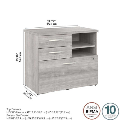 Bush Furniture - Hybrid Office Storage Cabinet with Drawers and Shelves in Platinum Gray - HYF130PGSU-Z veiw 6