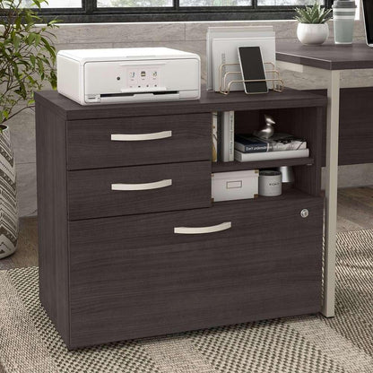 Bush Furniture - Hybrid Office Storage Cabinet with Drawers and Shelves in Storm Gray - HYF130SGSU-Z veiw 1