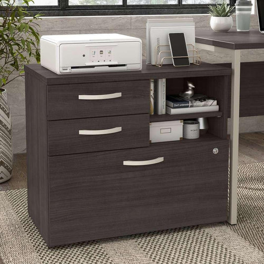 Bush Furniture - Hybrid Office Storage Cabinet with Drawers and Shelves in Storm Gray - HYF130SGSU-Z veiw 1