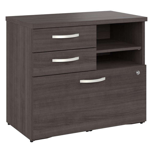 Bush Furniture - Hybrid Office Storage Cabinet with Drawers and Shelves in Storm Gray - HYF130SGSU-Z veiw 2