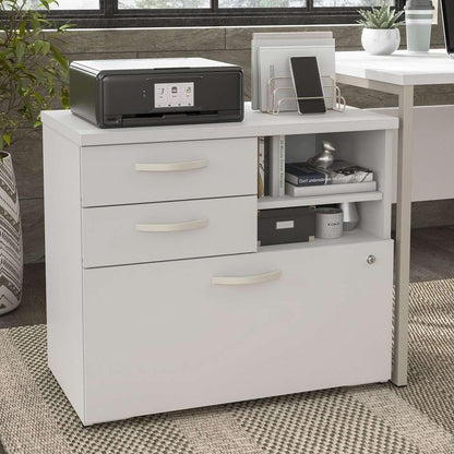 Bush Furniture - Hybrid Office Storage Cabinet with Drawers and Shelves in White - HYF130WHSU-Z veiw 1