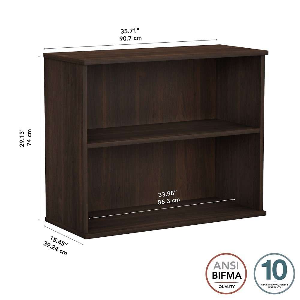 Bush Furniture - Hybrid Small 2 Shelf Bookcase in Black Walnut - HY3036BW-Z veiw 6