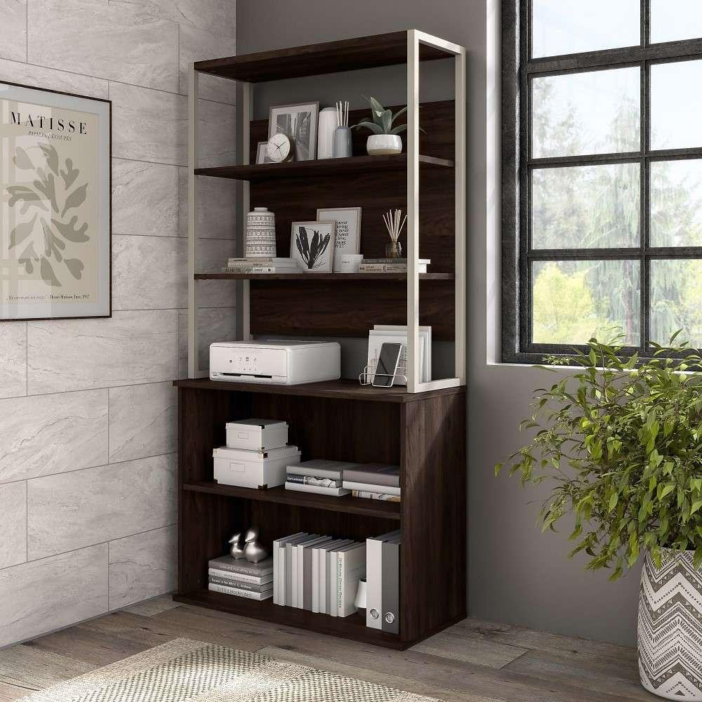 Bush Furniture - Hybrid Small 2 Shelf Bookcase in Black Walnut - HY3036BW-Z veiw 8