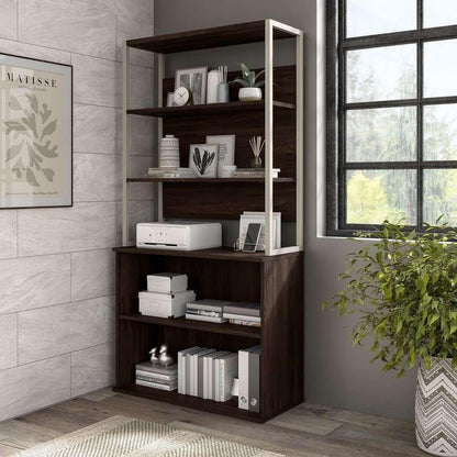 Bush Furniture - Hybrid Small 2 Shelf Bookcase in Black Walnut - HY3036BW-Z veiw 8