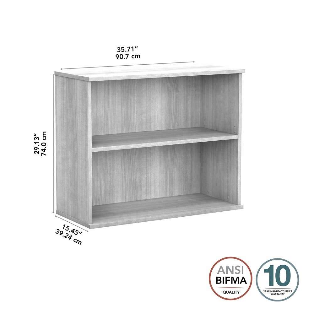 Bush Furniture - Hybrid Small 2 Shelf Bookcase in Platinum Gray - HY3036PG-Z veiw 6