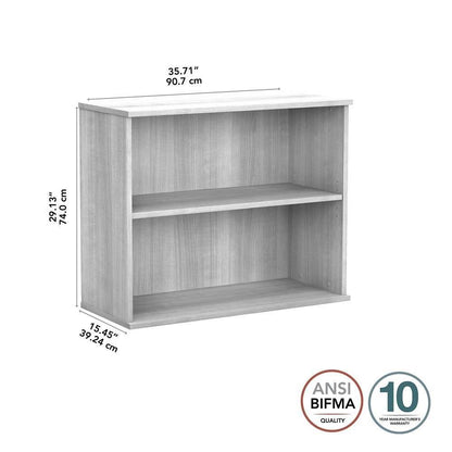 Bush Furniture - Hybrid Small 2 Shelf Bookcase in Platinum Gray - HY3036PG-Z veiw 6