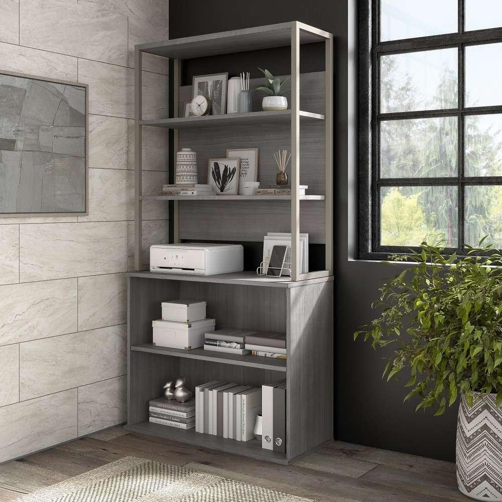 Bush Furniture - Hybrid Small 2 Shelf Bookcase in Platinum Gray - HY3036PG-Z veiw 8