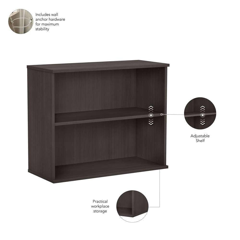 Bush Furniture - Hybrid Small 2 Shelf Bookcase in Storm Gray - HY3036SG-Z veiw 3