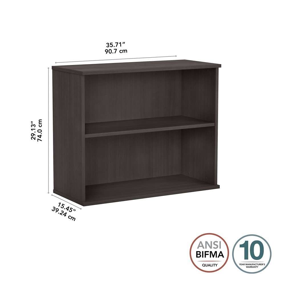 Bush Furniture - Hybrid Small 2 Shelf Bookcase in Storm Gray - HY3036SG-Z veiw 6