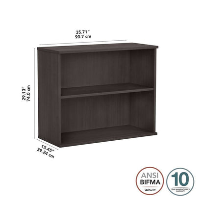 Bush Furniture - Hybrid Small 2 Shelf Bookcase in Storm Gray - HY3036SG-Z veiw 6