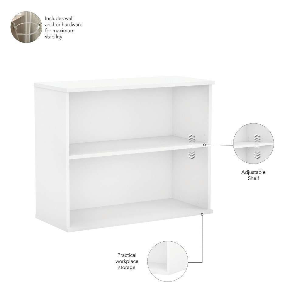Bush Furniture - Hybrid Small 2 Shelf Bookcase in White - HY3036WH-Z veiw 3