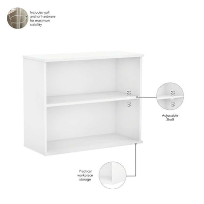 Bush Furniture - Hybrid Small 2 Shelf Bookcase in White - HY3036WH-Z veiw 3
