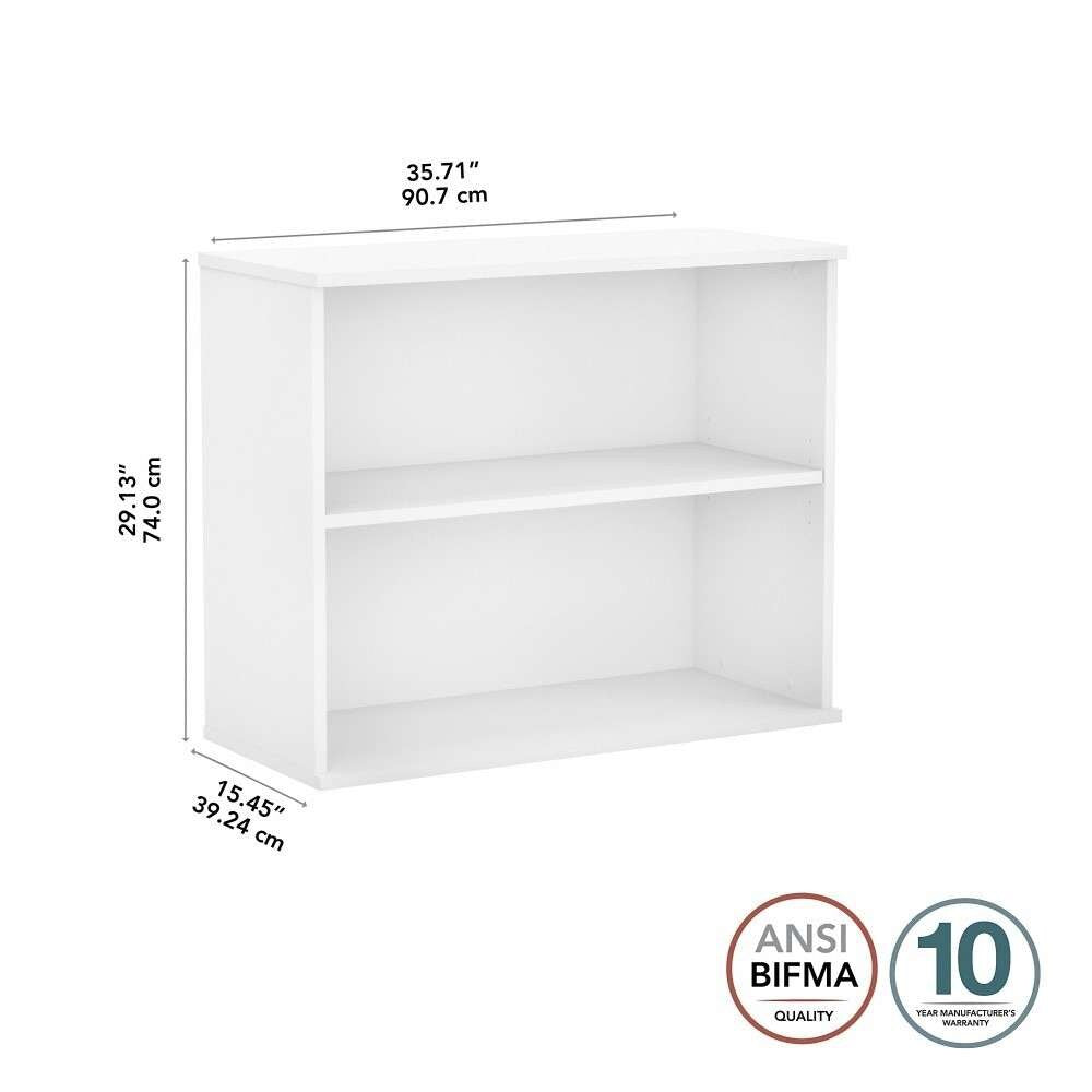 Bush Furniture - Hybrid Small 2 Shelf Bookcase in White - HY3036WH-Z veiw 6