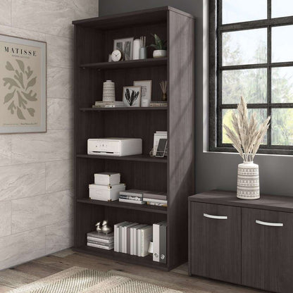 Bush Furniture - Hybrid Tall 5 Shelf Bookcase in Storm Gray - HYB136SG-Z veiw 2