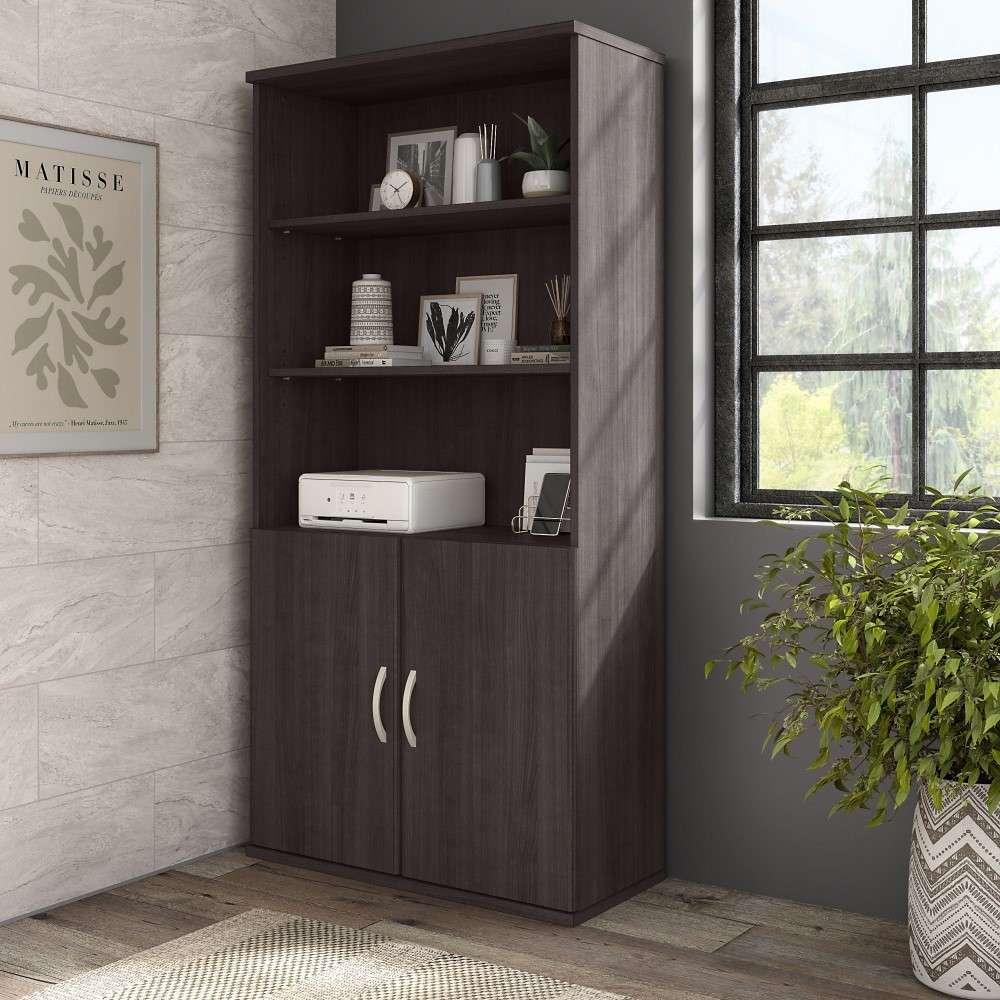 Bush Furniture - Hybrid Tall 5 Shelf Bookcase in Storm Gray - HYB136SG-Z veiw 7