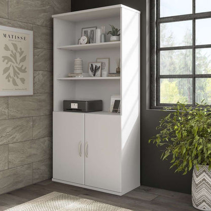 Bush Furniture - Hybrid Tall 5 Shelf Bookcase in White - HYB136WH-Z veiw 7