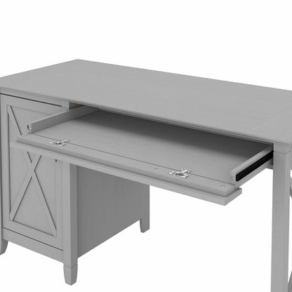 Bush Furniture - Key West 54W Computer Desk with Keyboard Tray and Storage in Cape Cod Gray - KWD154CG-03 veiw 4