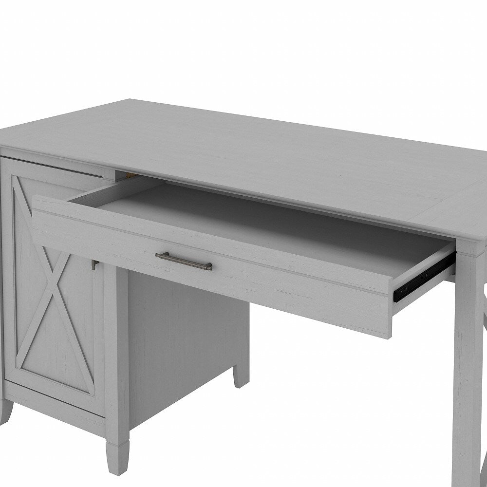Bush Furniture - Key West 54W Computer Desk with Keyboard Tray and Storage in Cape Cod Gray - KWD154CG-03 veiw 5