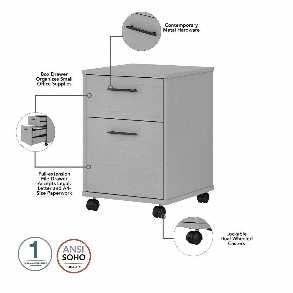 Bush Furniture - Key West 60W L Shaped Desk with 2 Drawer Mobile File Cabinet in Cape Cod Gray - KWS013CG veiw 4