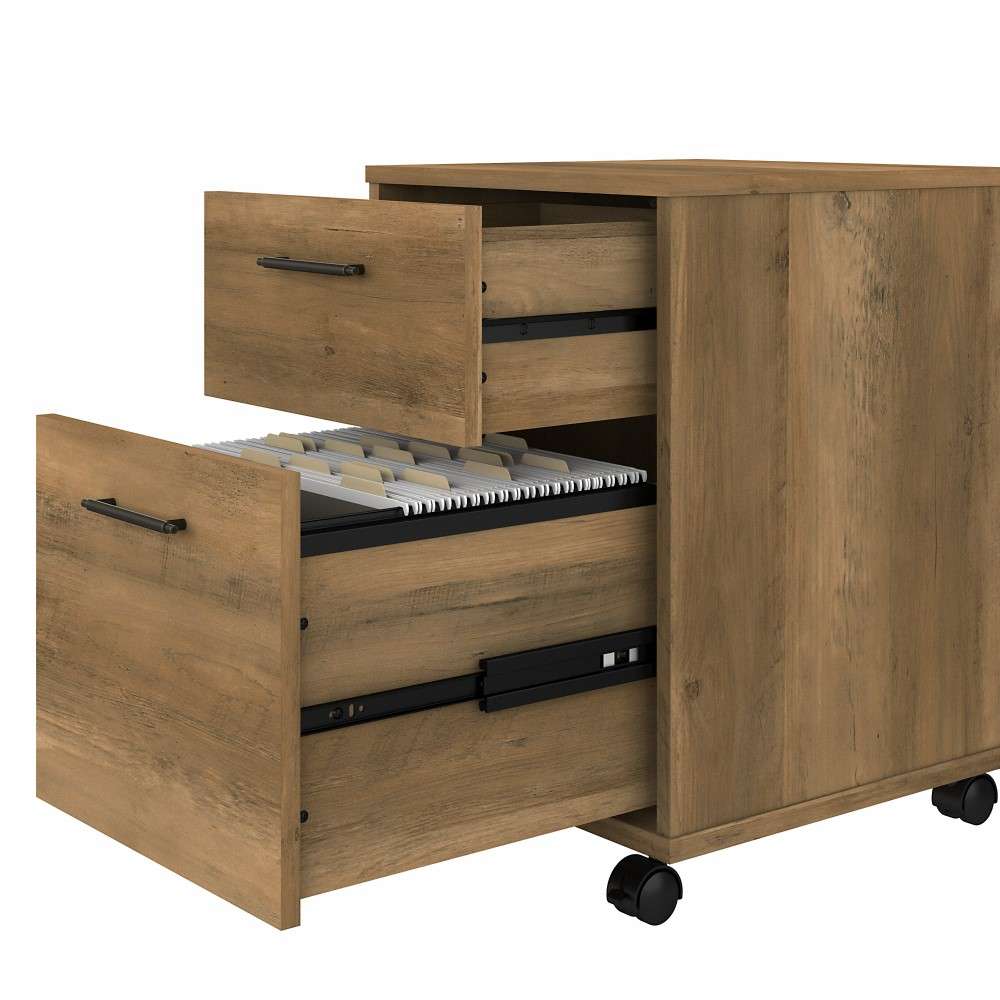 Bush Furniture - Key West 60W L Shaped Desk with 2 Drawer Mobile File Cabinet in Reclaimed Pine - KWS013RCP veiw 3