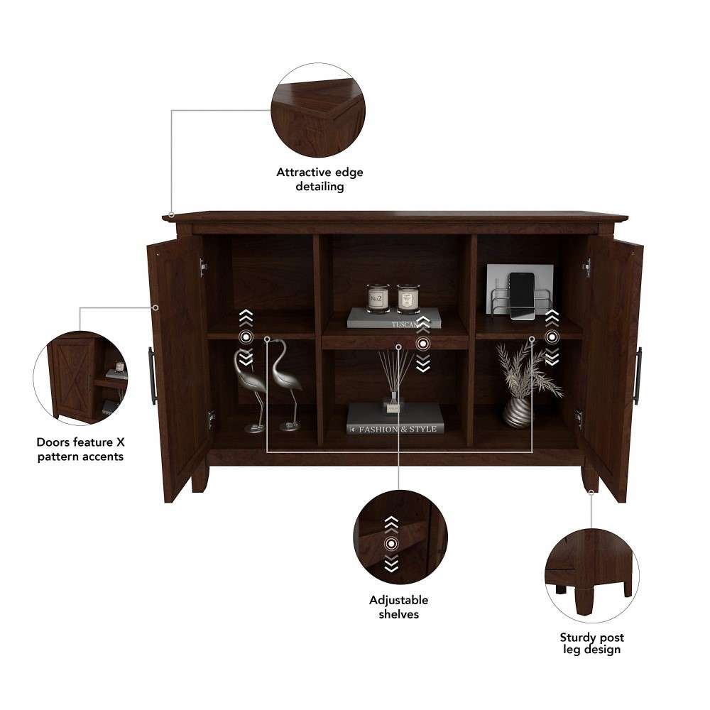 Bush Furniture - Key West Accent Cabinet with Doors in Bing Cherry - KWS146BC-03 veiw 6