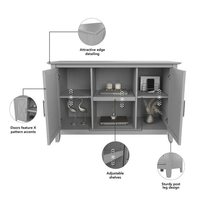 Bush Furniture - Key West Accent Cabinet with Doors in Cape Cod Gray - KWS146CG-03 veiw 6
