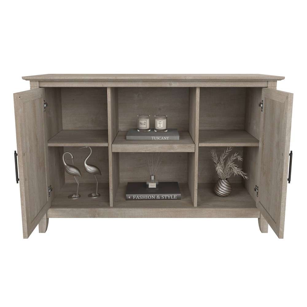 Bush Furniture - Key West Accent Cabinet with Doors in Washed Gray - KWS146WG-03 veiw 3